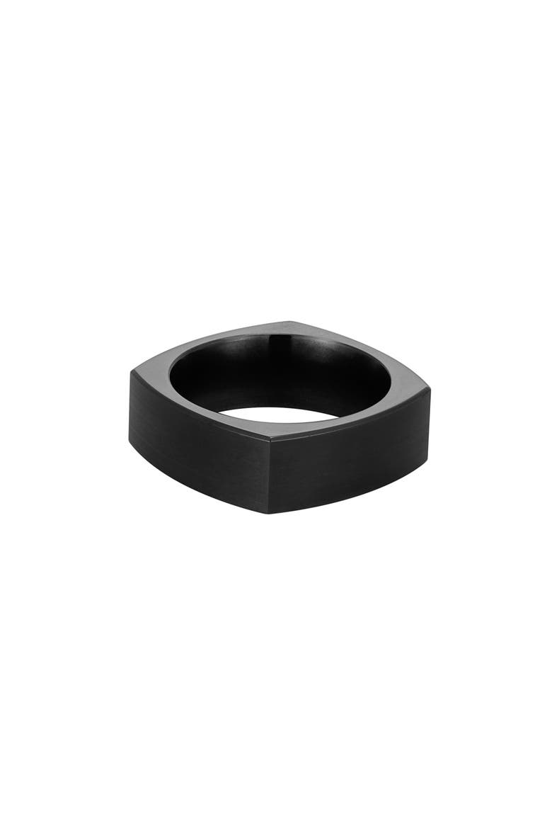 Men's 18k Gold Plated Square Band Ring, Main, color, BLACK