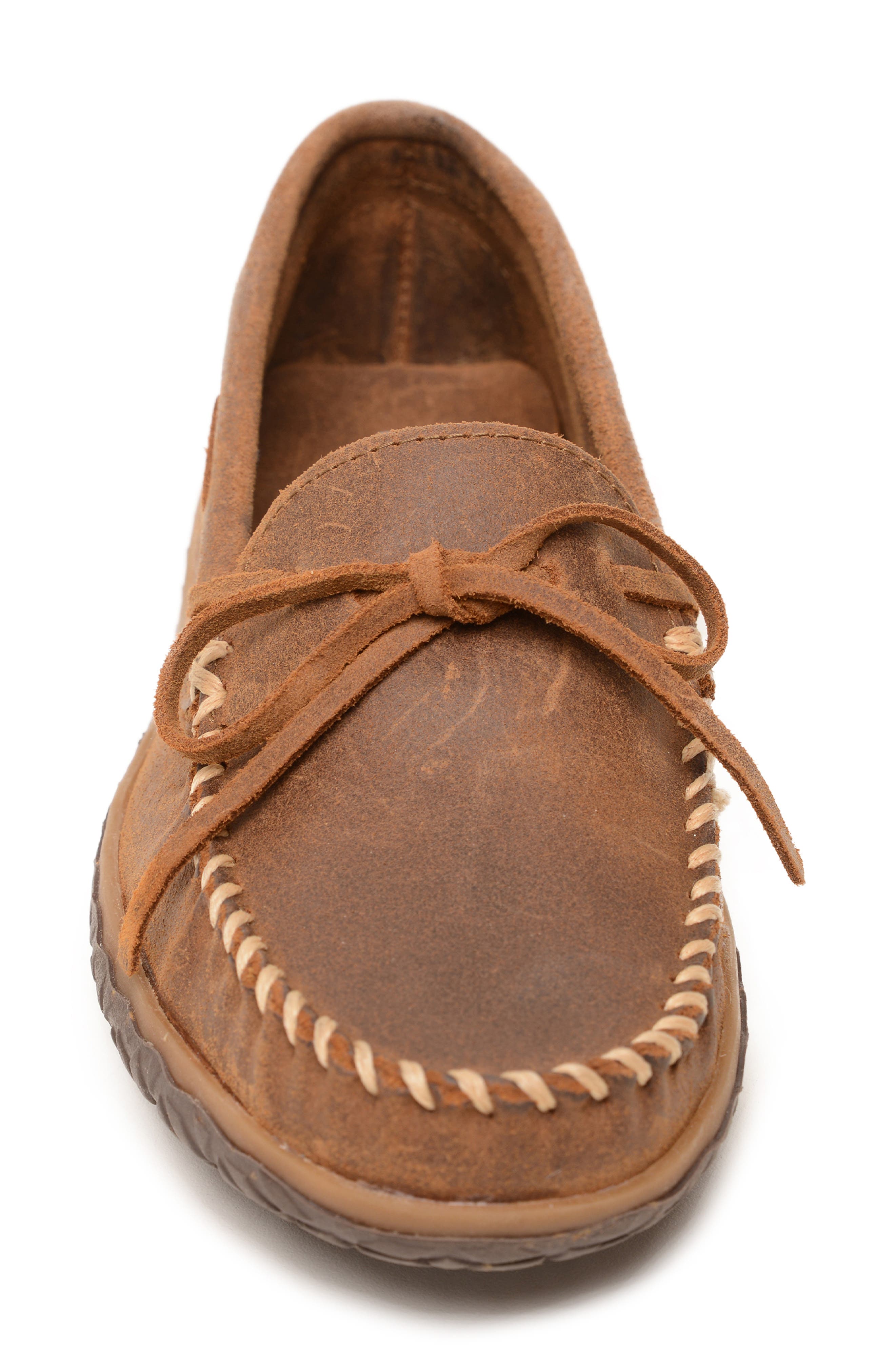 Minnetonka Tie Tread Loafer, Alternate, color, Brown