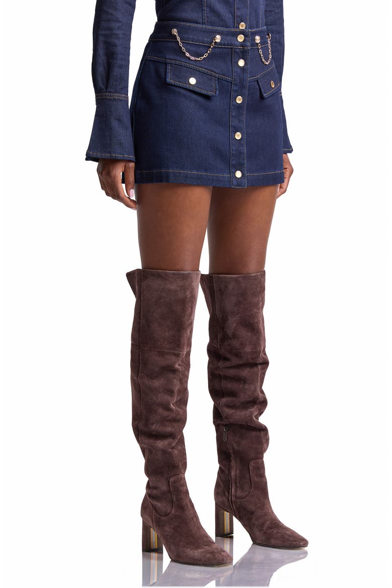 Chain Detail Button Front Denim Miniskirt, Alternate, color, FELL WASH
