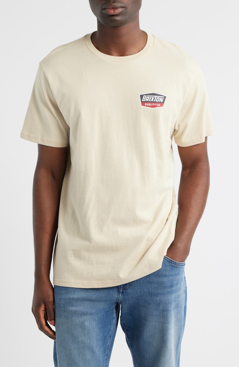 Brixton Regal Cotton Logo Graphic T-Shirt, Main, color, Cream/ Navy