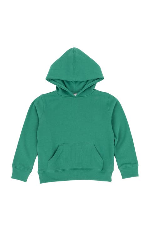 Kids Pullover Hoodie, Cotton Blend, Kangaroo Pocket, Solid Colors