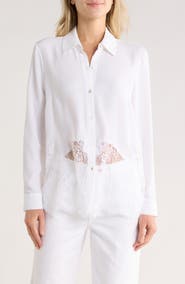 L'AGENCE Adalee Lace Trim Button-Up Shirt