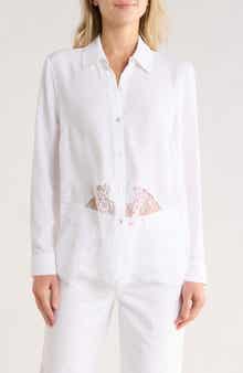 L'AGENCE Adalee Lace Trim Button-Up Shirt