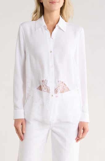 L'AGENCE Adalee Lace Trim Button-Up Shirt