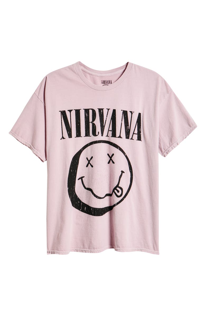 Merch Traffic Nirvana Smiley Live Graphic T-Shirt, Alternate, color, Pink Pigment Dye