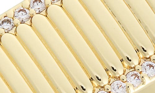 Covet Pavé Cz Textured Signet Ring In Gold