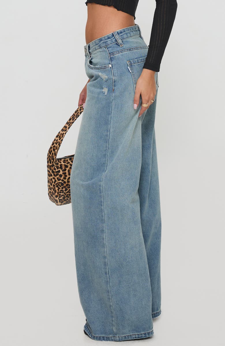 Princess Polly Demie Distressed Low Rise Wide Leg Jeans, Alternate, color, 