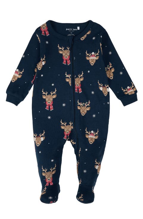 Kids' Reindeer Cotton Footed Sleeper
