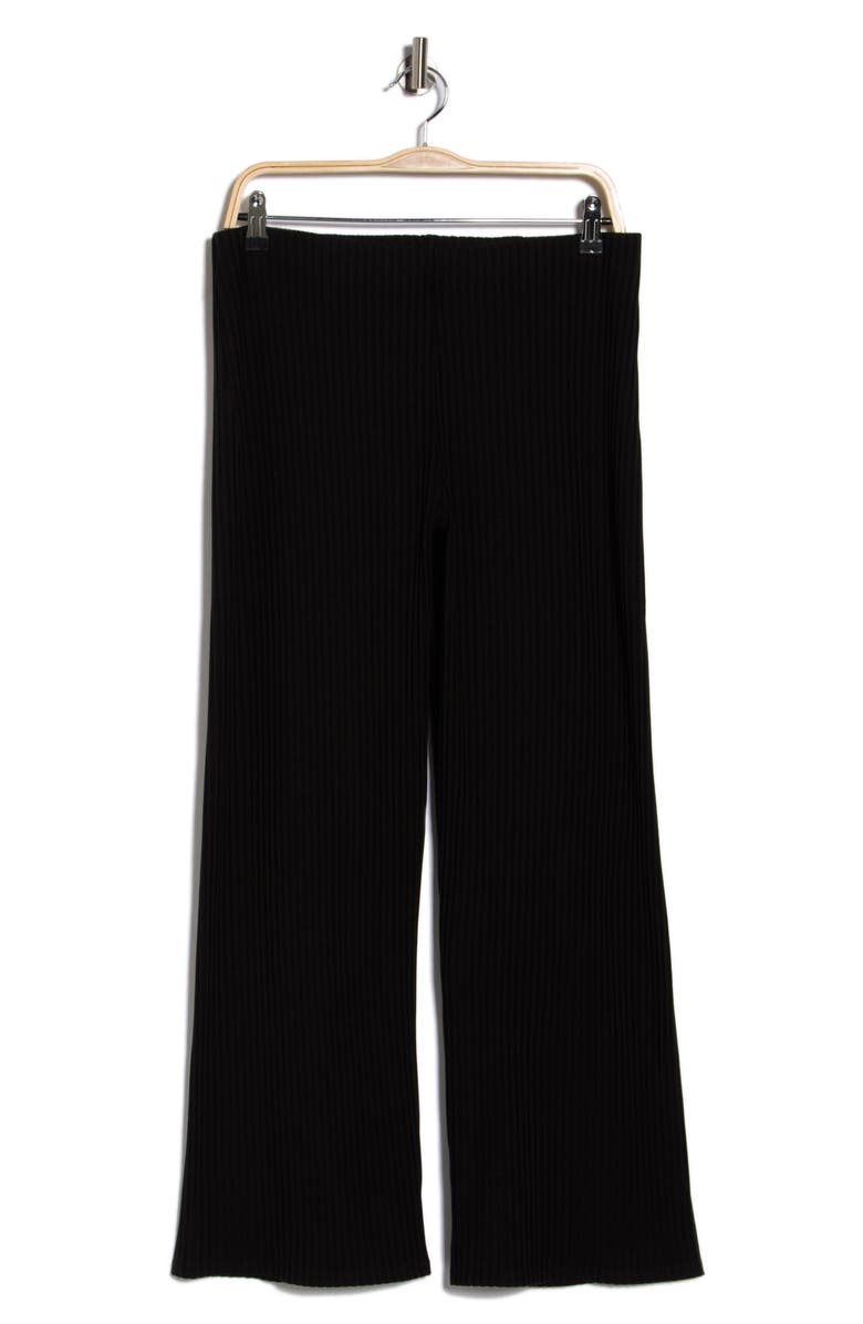Eileen Fisher Rib Ankle Wide Leg Pants, Alternate, color, Black
