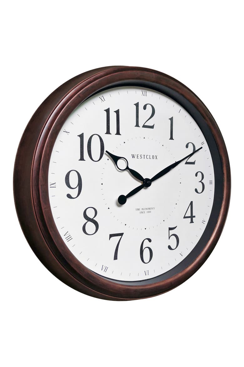 20-Inch Woodgrain Wall Clock, Alternate, color, BROWN