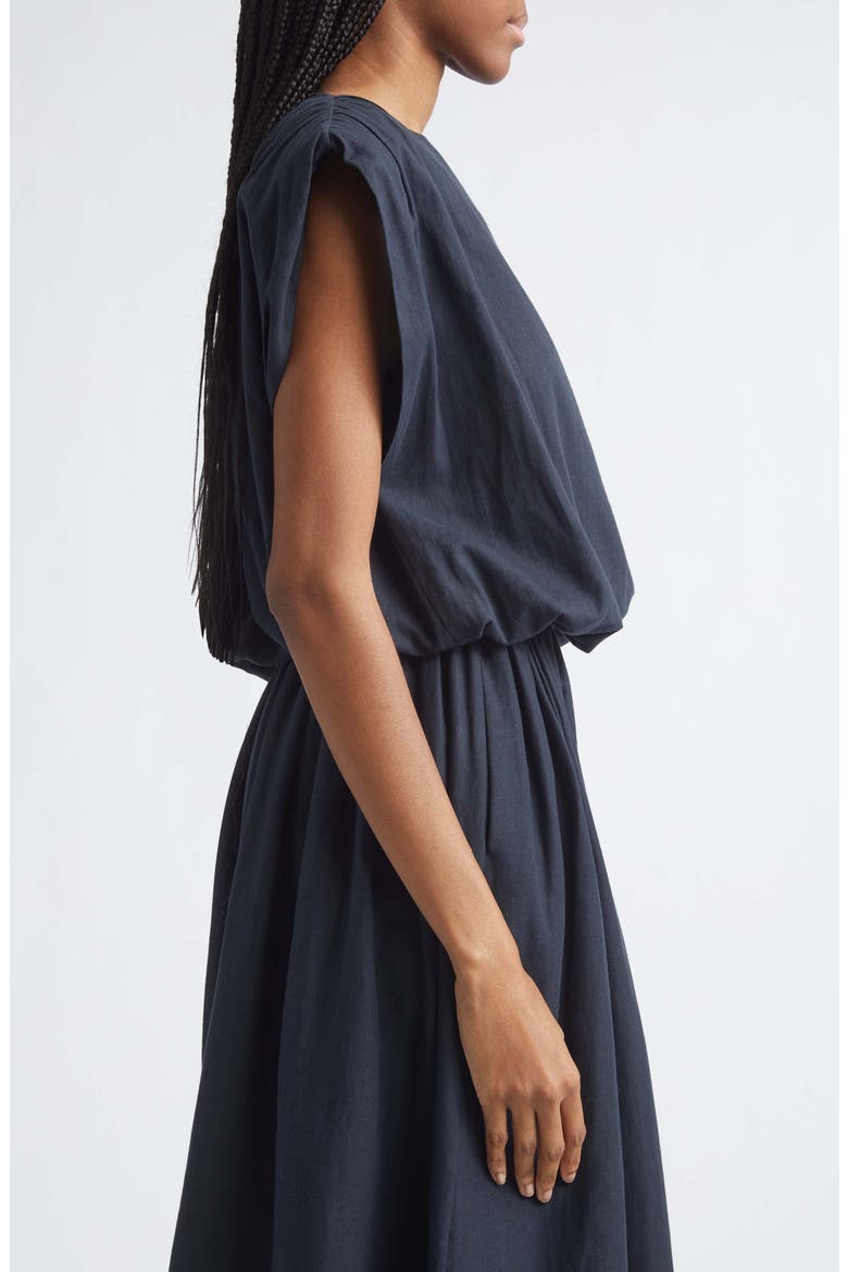 Sirelle Cap Sleeve Linen Blend Shirt, Alternate, color, WASHED JET