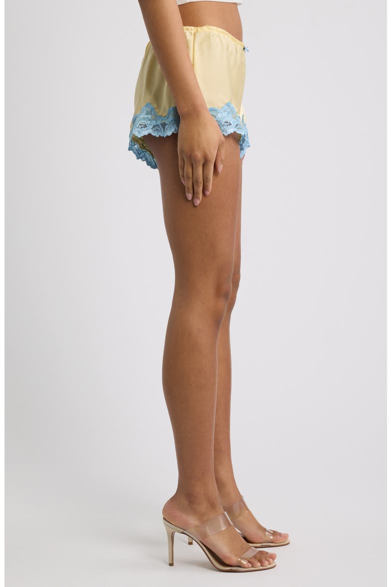 Lace Trim Satin Shorts, Alternate, color, YELLOW