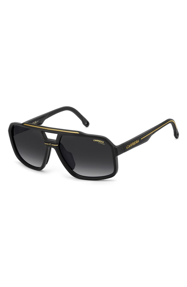 Carrera Eyewear C Sport 61mm Gradient Square Sunglasses, Alternate, color, Matte Black Gold/ Dark Grey Sf