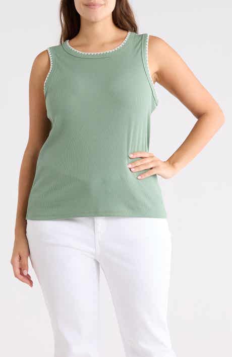 Caslon® Whipstitch Trim Rib Tank