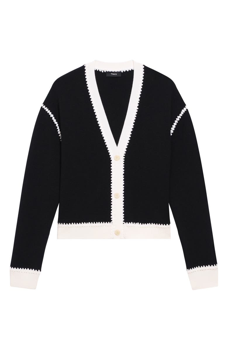 Theory Blanket Stitch Detail Merino Wool Cardigan, Alternate, color, 