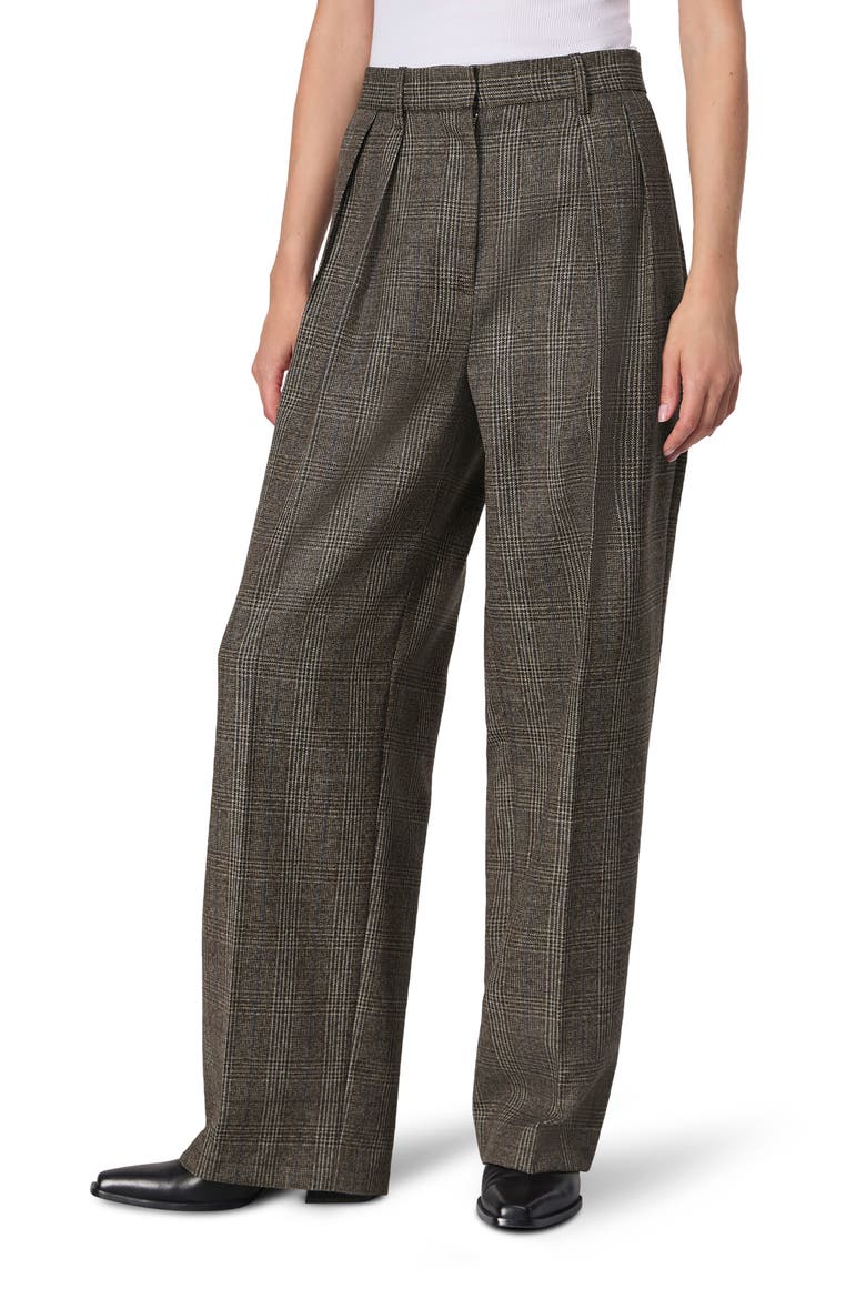 Francine Plaid Virgin Wool Pants, Main, color, BROWNPLAID
