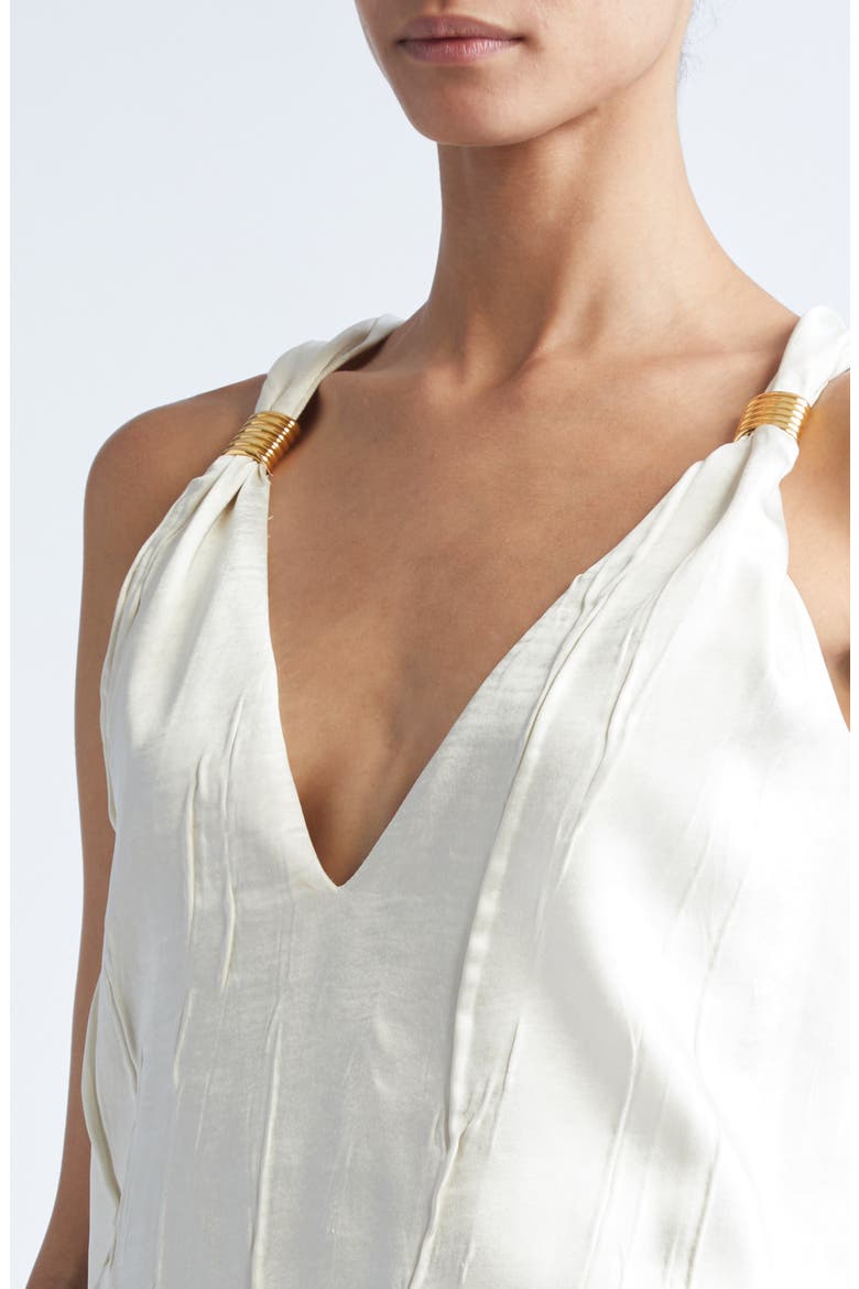 The Drew Deep V-Neck Satin Tank, Alternate, color, IVORY