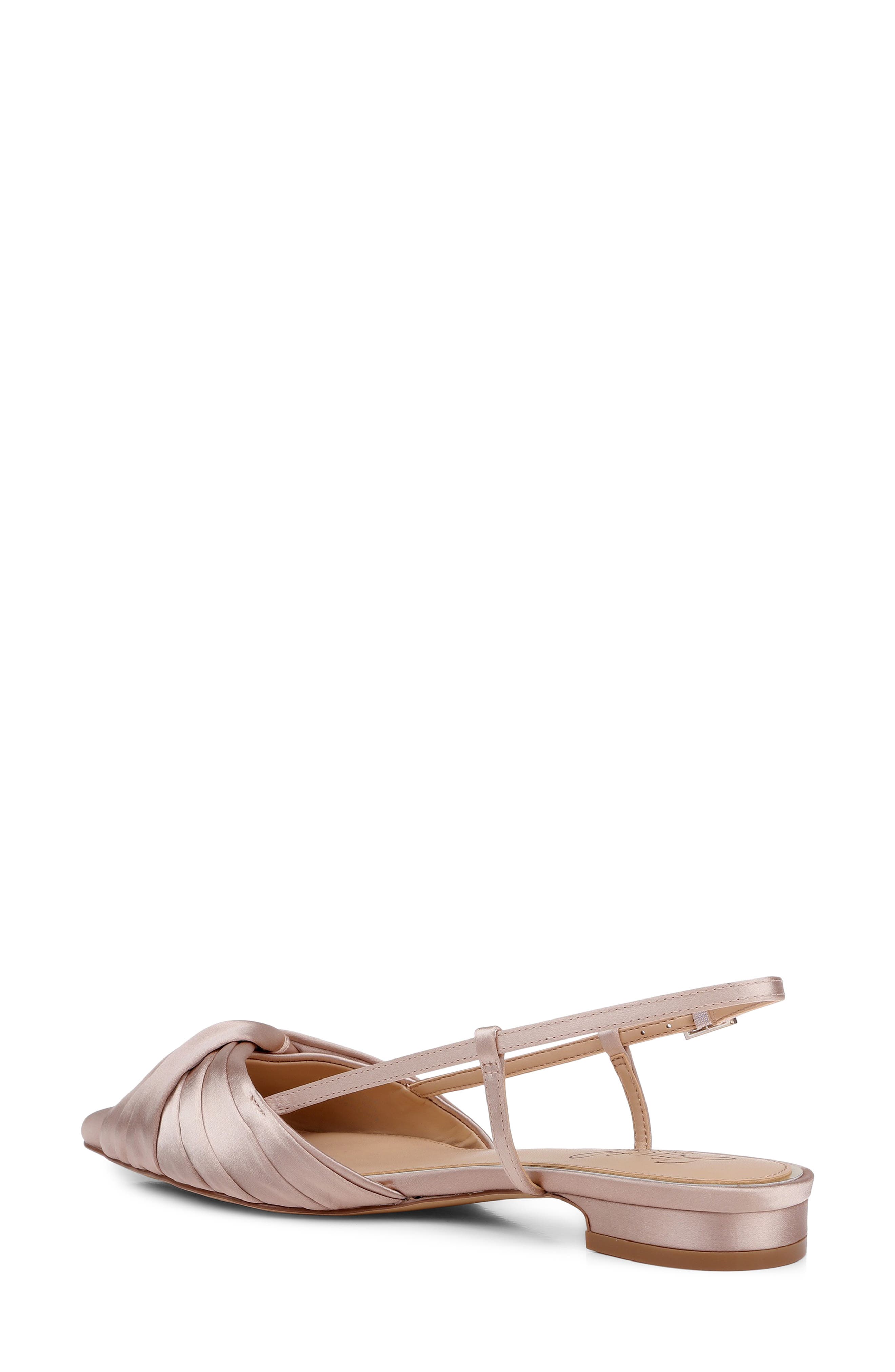 Zarah Pointed Toe Slingback Flat, Alternate, color, DARK NUDE SATIN