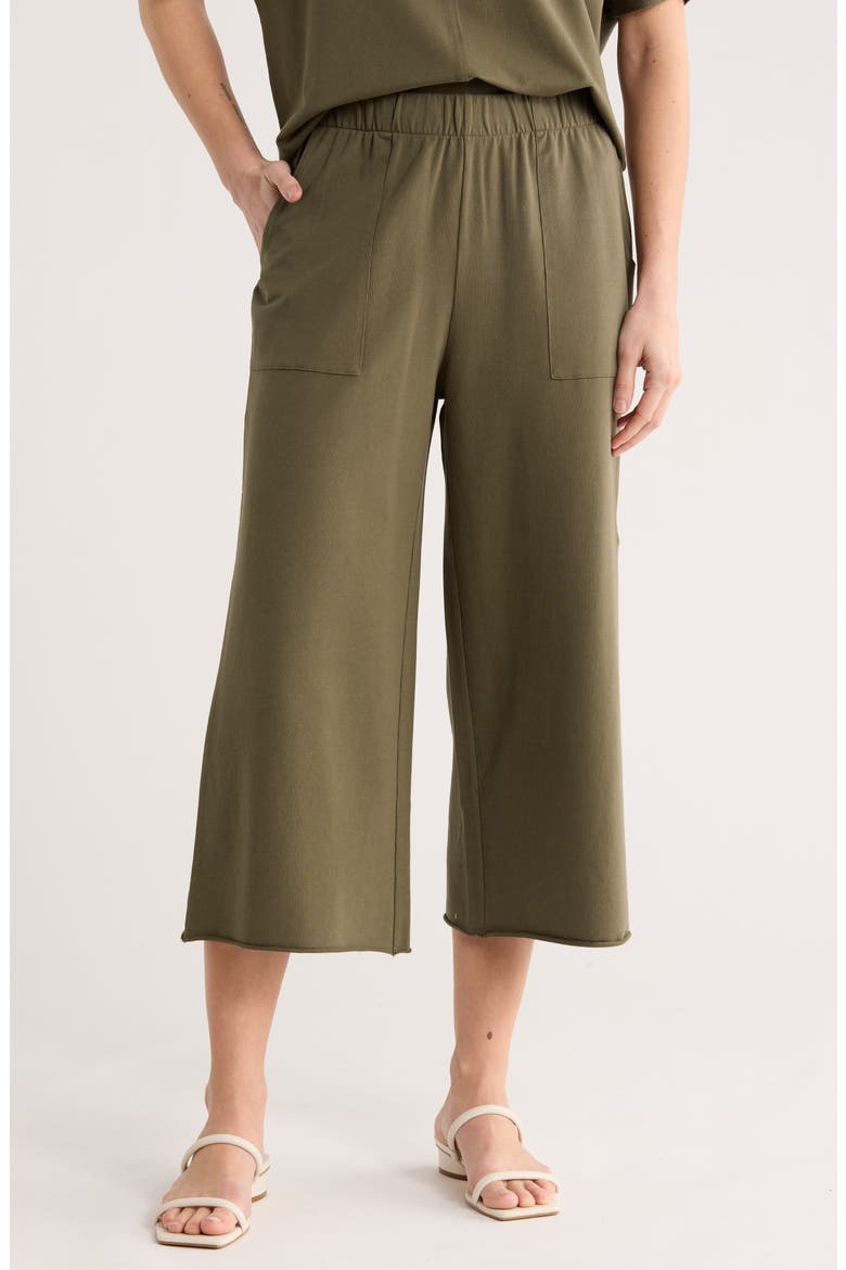 Crop French Terry Pants, Main, color, OLIVE SARMA