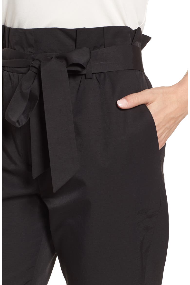 Paperbag Tie Waist Pants, Alternate, color, BLACK
