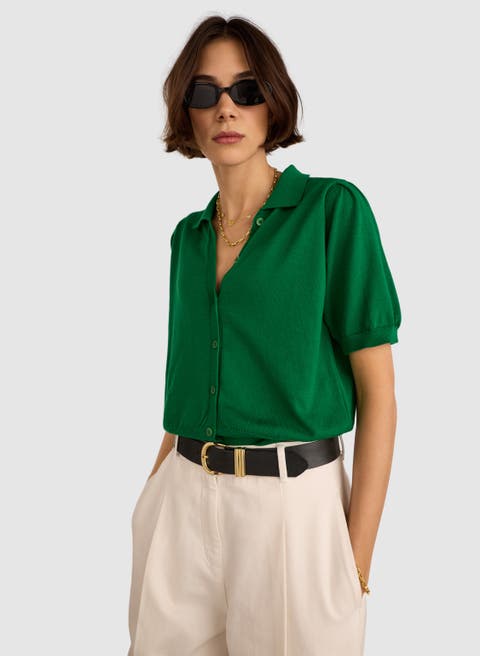 Sara Short Sleeve Collard Cardigan