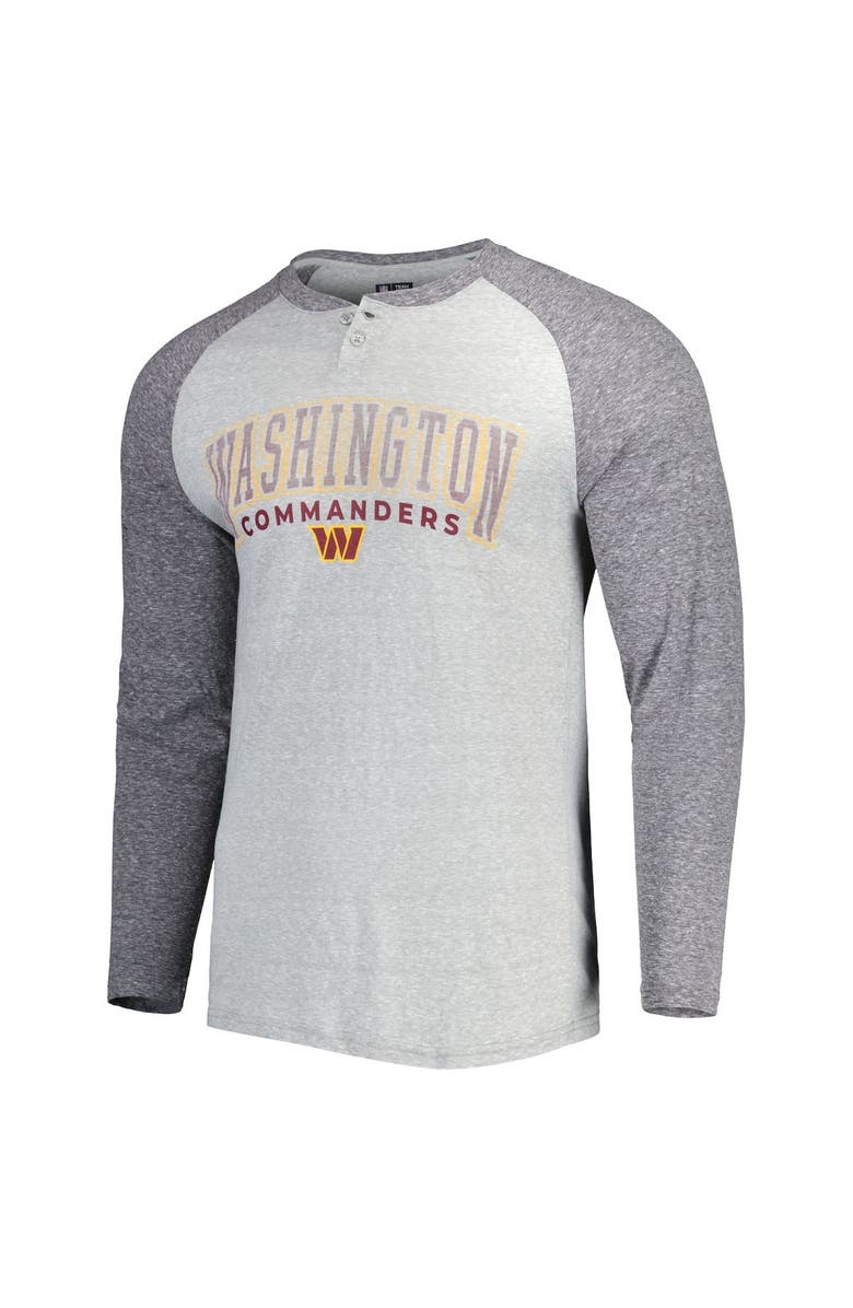 CONCEPTS SPORT Men's Concepts Sport Heather Gray Washington Commanders Ledger Raglan Long Sleeve Henley T-Shirt, Alternate, color,
