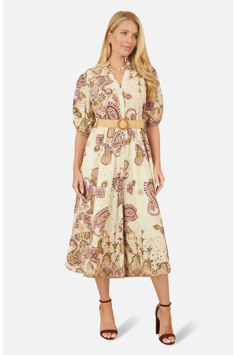 Broderie Anglaise Cotton Midi Dress, Main, color, Pink