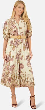 Yumi Broderie Anglaise Cotton Midi Dress