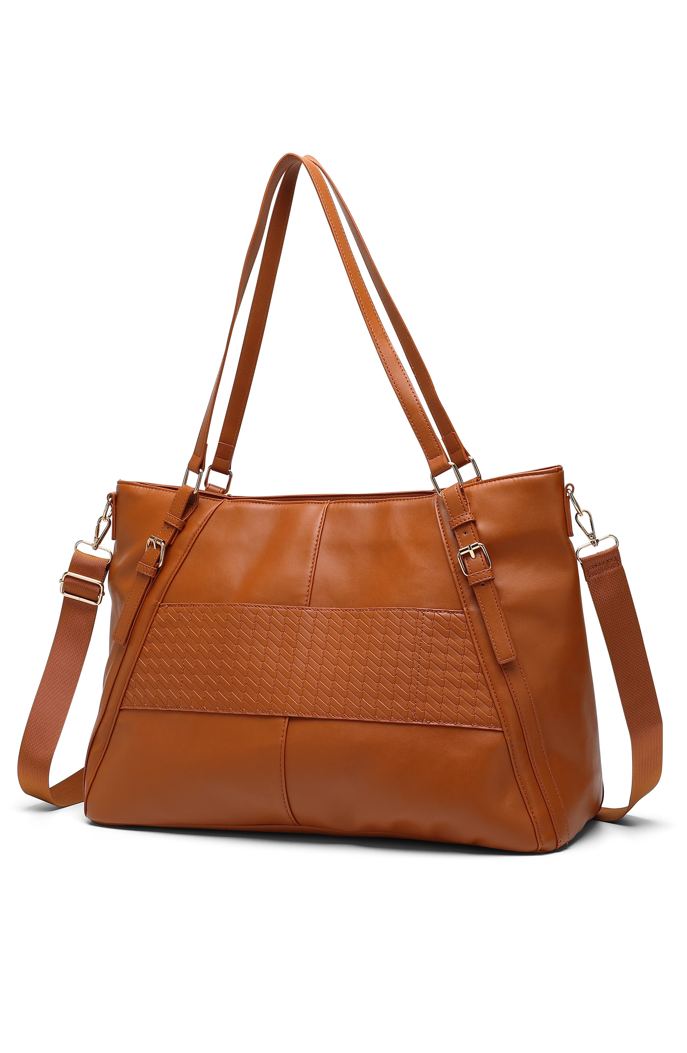 Leisure Luxe 33L Vegan Leather Weekender Duffel Bag, Alternate, color, Brown