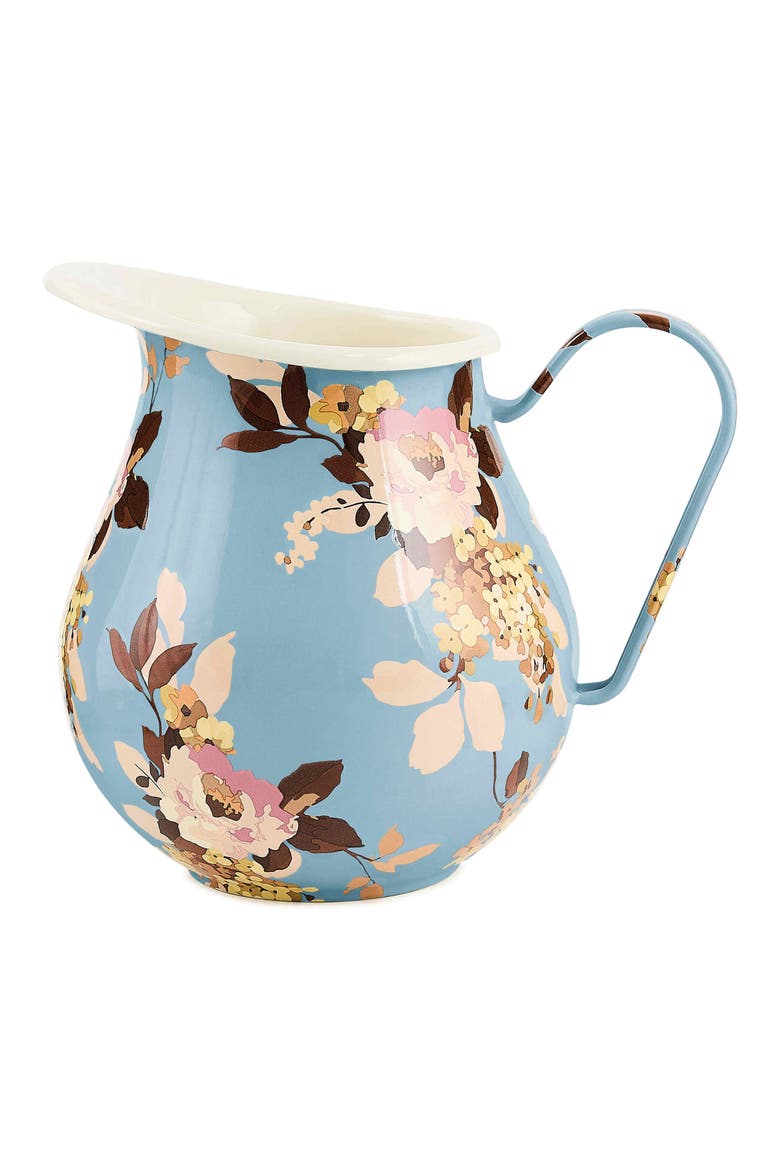 Wild Rose Slate Enameled Steel 2-Quart Pitcher, Main, color, BLUE
