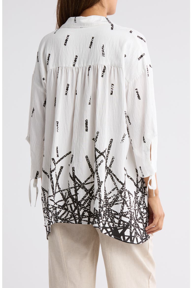 Border Print Button-Up Tunic Shirt, Alternate, color, WHITE