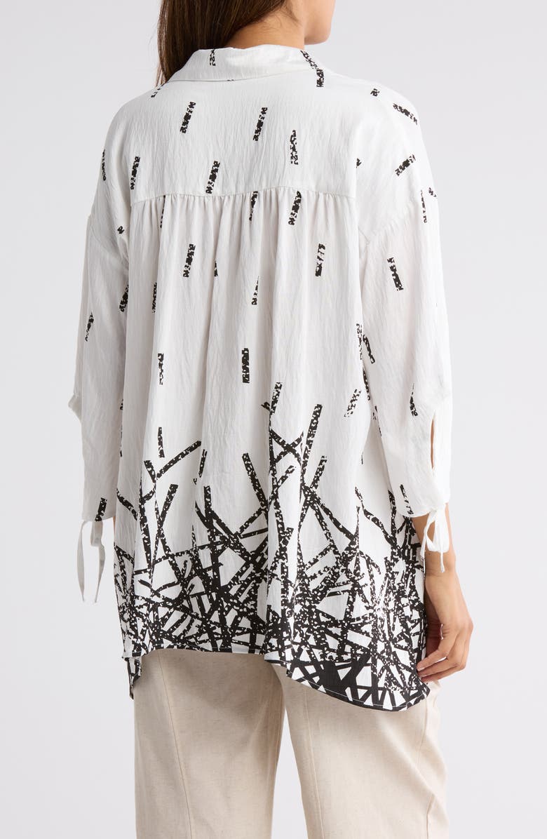 PATRIZIA LUCA Border Print Button-Up Tunic Shirt, Alternate, color, White