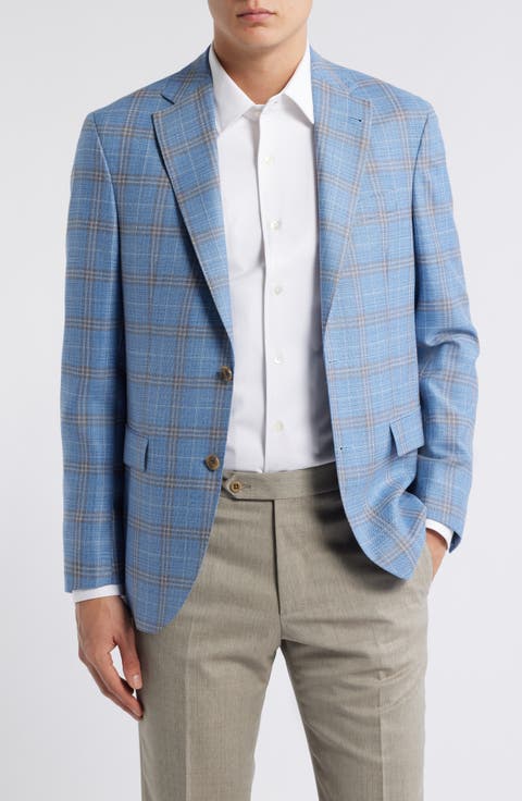 Midland Contemporary Fit Plaid Slub Wool Sport Coat