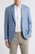 Jack Victor Midland Contemporary Fit Plaid Slub Wool Sport Coat