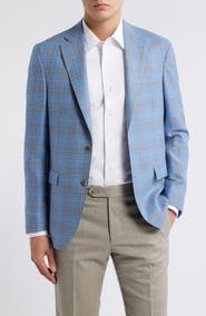 Jack Victor Midland Contemporary Fit Plaid Slub Wool Sport Coat