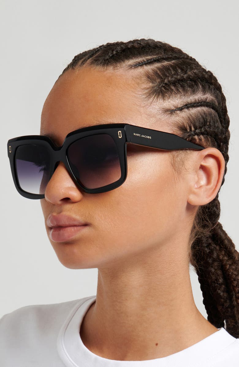 Marc Jacobs 53mm Square Sunglasses, Alternate, color, Black/ Dark Grey
