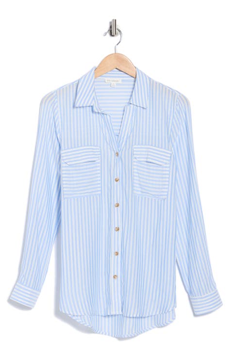 Stripe Long Sleeve Button-Up Shirt