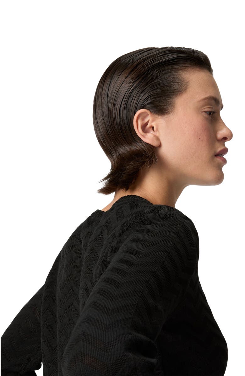 Missoni Stretch Chevron Cotton And Viscose Crewneck Sweater, Alternate, color, Black