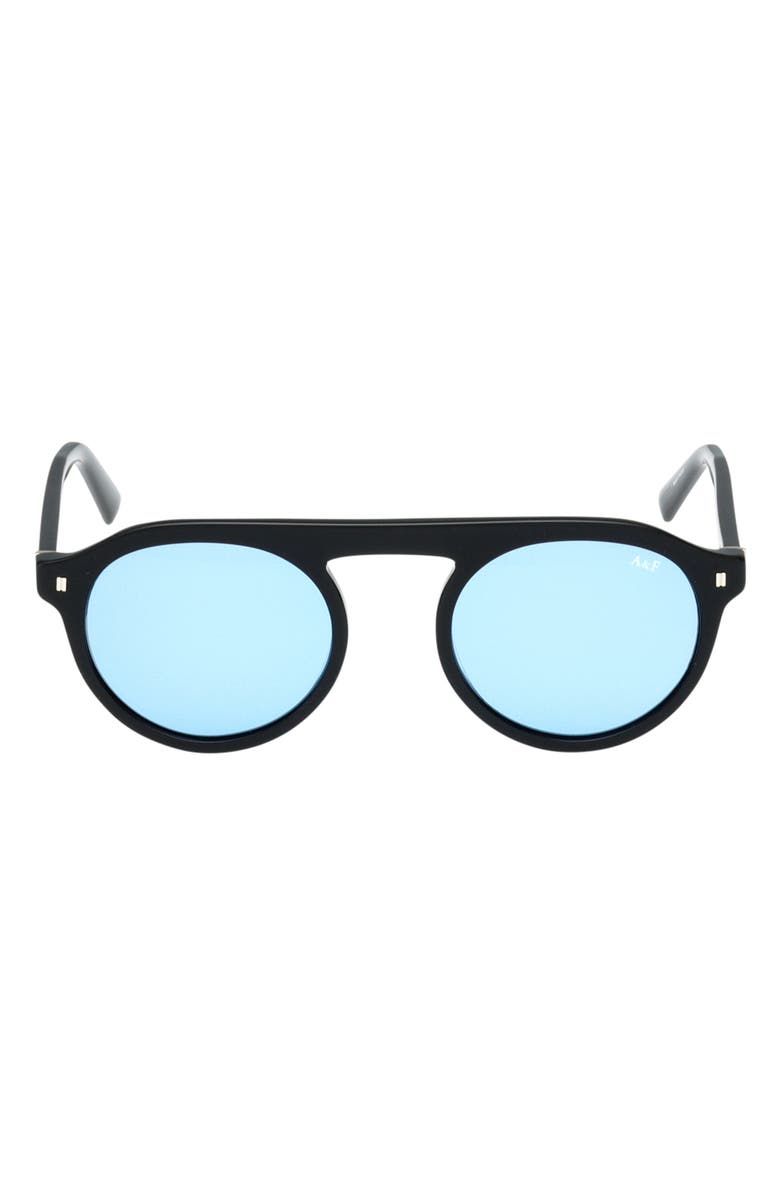 ABERCROMBIE & FITCH 49mm Pilot Sunglasses, Main, color, Shiny Black / Blue