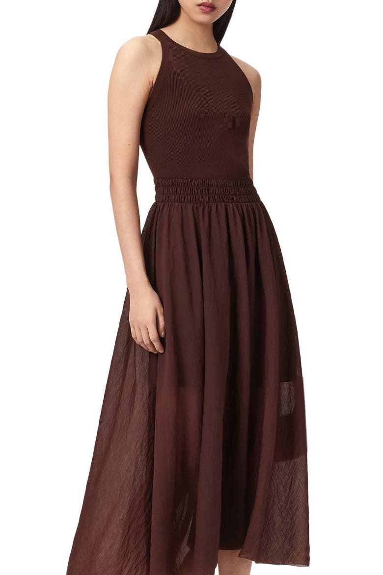 Zenia Sleeveless Asymmetric Hem Dress, Alternate, color, BITTER BROWN