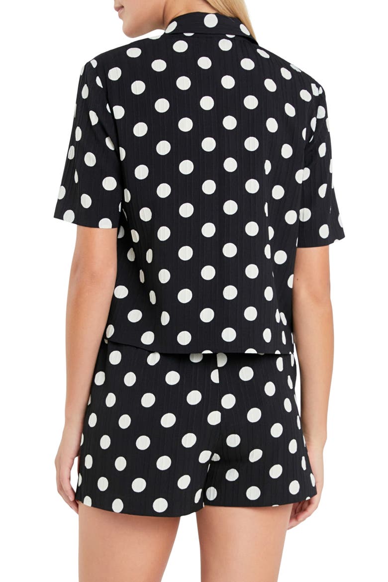 Textured Dot Camp Shirt, Alternate, color, BLACK/ IVORY