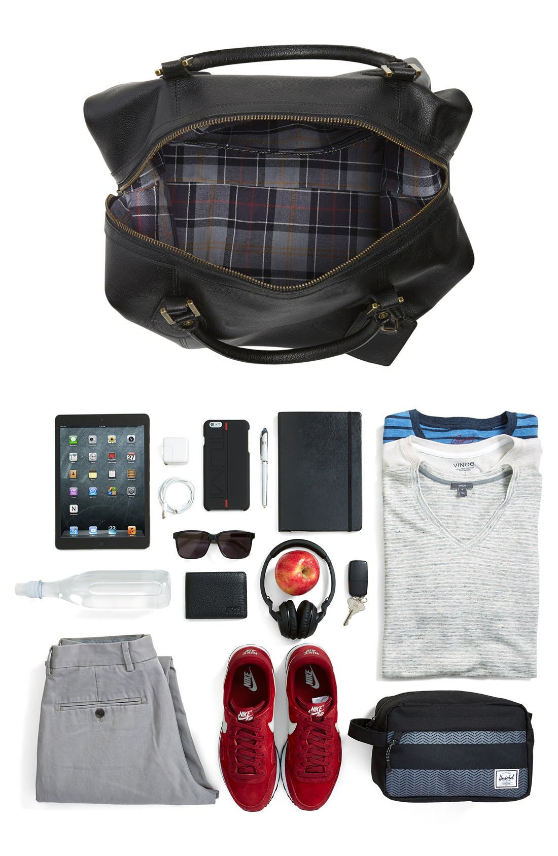 Barbour Leather Duffle Bag, Alternate, color, 