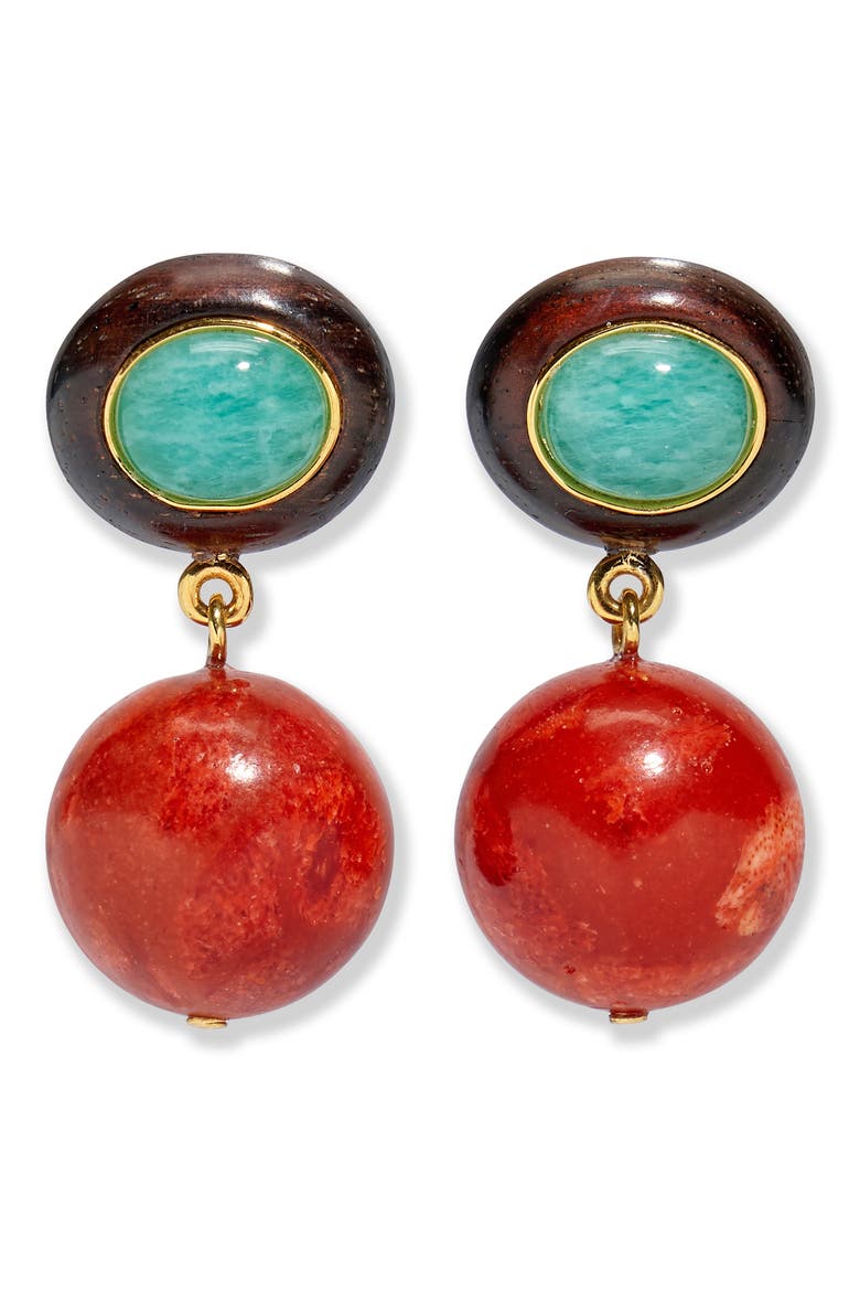 Laurel Semiprecious Stone Drop Earrings, Main, color, RED MULTI