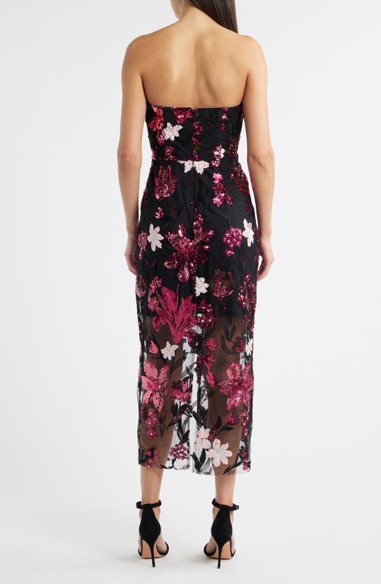 Sam Edelman Floral Sequin Strapless Midi Dress, Alternate, color, Pink/ Black