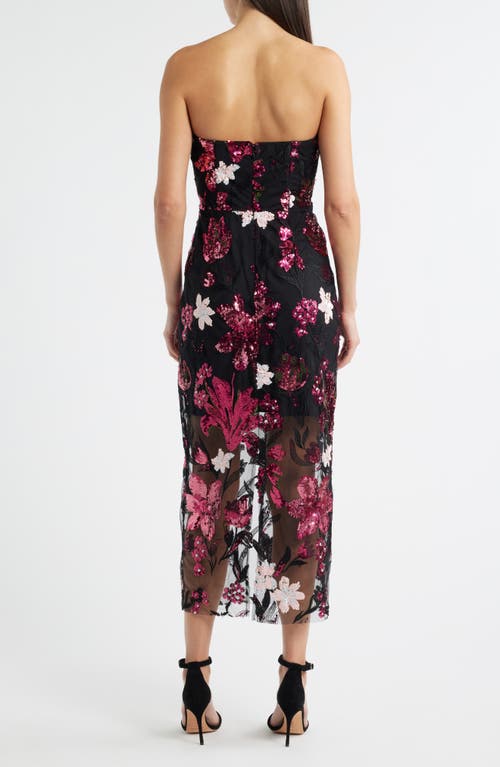 Sam Edelman Floral Sequin Strapless Midi Dress In Multi