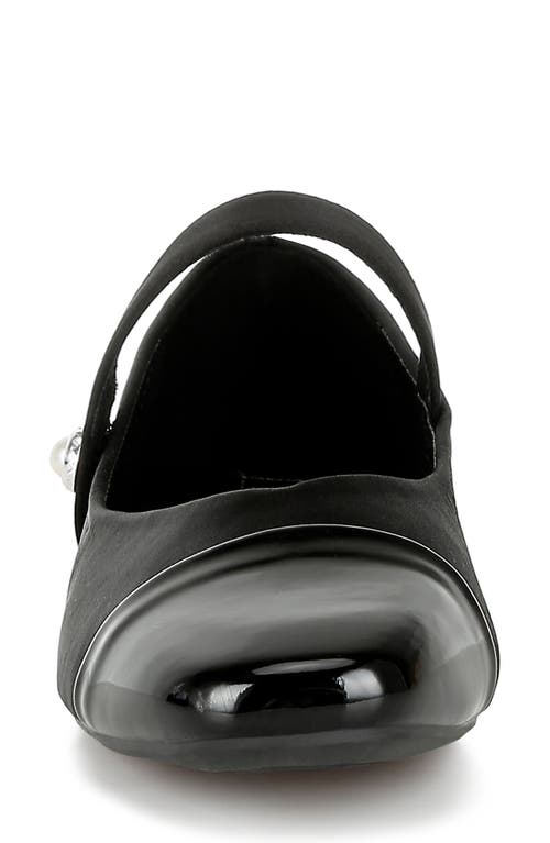 London Rag Albi Patent Toe Cap Satin Mary Jane Sandal In Black