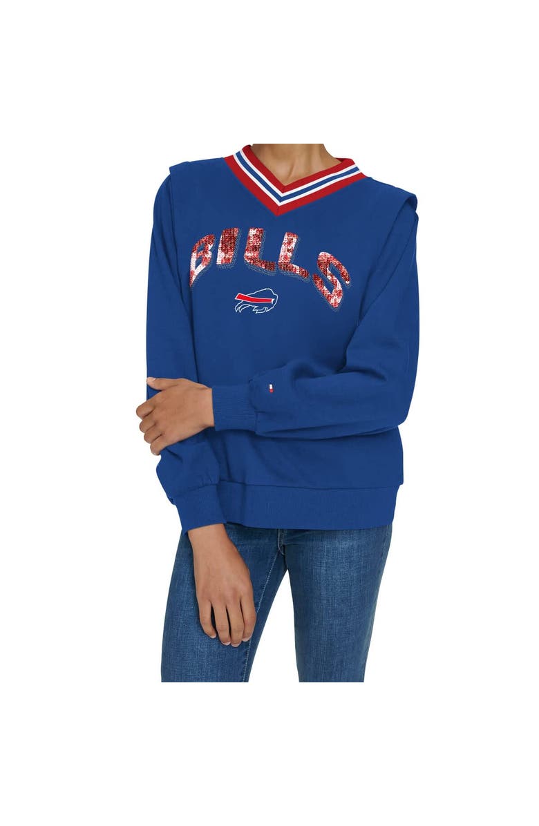 Tommy Hilfiger Women's Tommy Hilfiger Royal Buffalo Bills Alice V-Neck Pullover Sweatshirt, Alternate, color, Royal