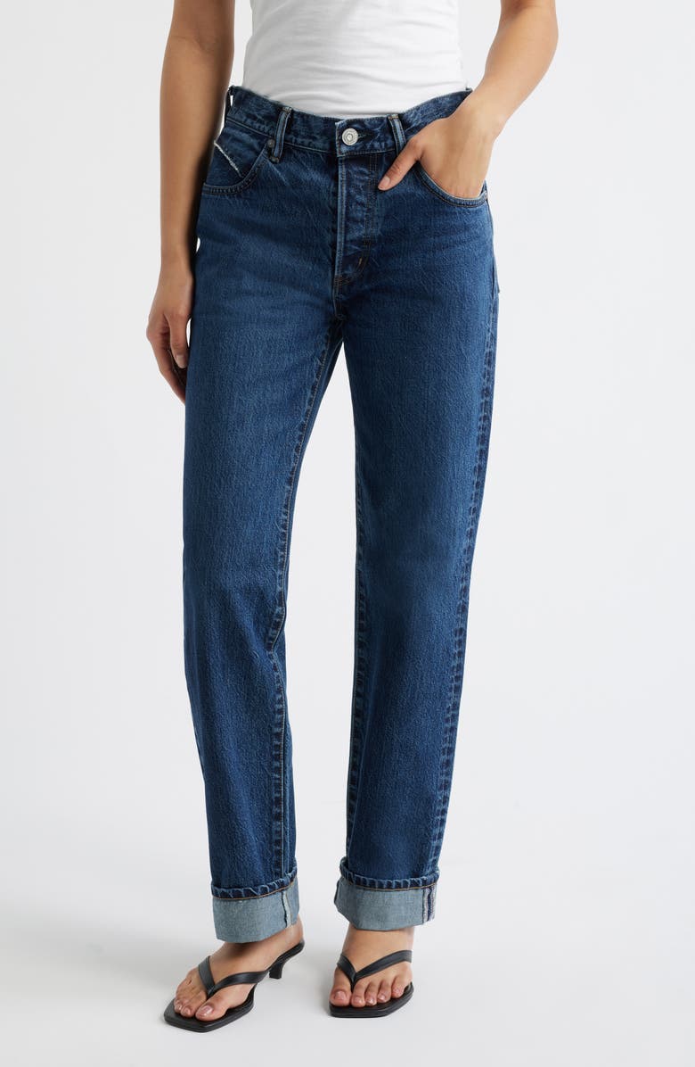 MOUSSY VINTAGE Lara Western High Waist Straight Leg Jeans, Main, color, Dark Blue