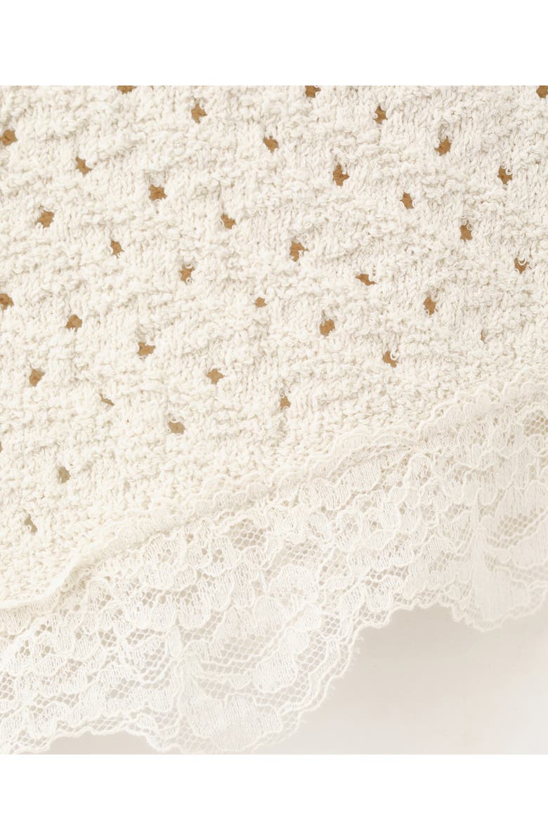 MANGO Gala Lace Trim Sleeveless Pointelle Sweater, Alternate, color, Ecru