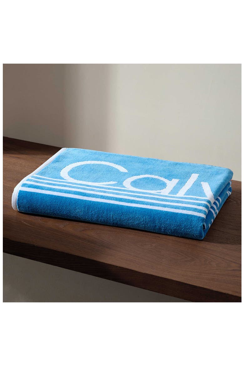 Logo Pinstripe 2-Piece Beach Towel Set, Alternate, color, MEDIUM / DARK BLUE